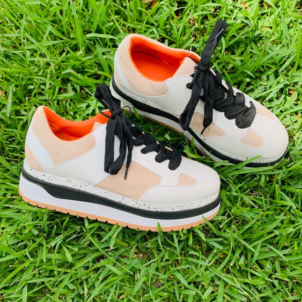 Zara 3 inch Contrasting colors flatform sneakers - Picture 1 of 8